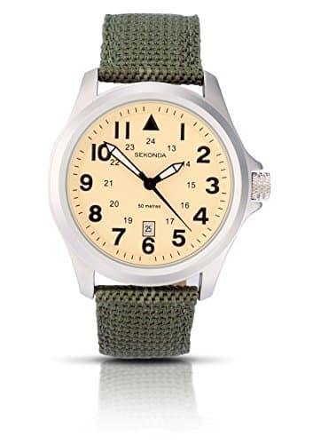Image of Sekonda Mens 43mm Wingman Pilot Style Watch with Date Window and Nylon Strap 50m Water Resistant