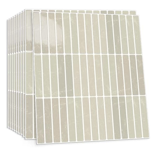 Image of CHDITB 10 Sheets 2D Self Adhesive Wall Tiles Beige,Stick On Wall Tiles Kitchen Splashbacks for Walls,Beige Marble Effect Tile Stickers,Peel and Stick Tiles for Kitchen Bathroom Wall Backsplash,30x30cm