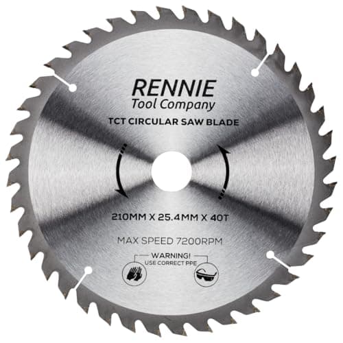 Image of Rennie Tools - 210mm x 40T x 25.4mm Bore TCT Circular Wood Saw Blade Fits Evolution Saws & Evolution Rage Saws. 210mm Saw Blade 25.4mm Bore With 40 Teeth