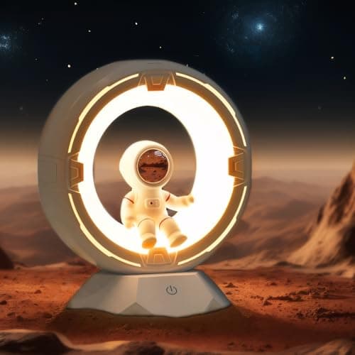 Image of ILLUMYN Astronaut Space Night Light for Kids with 12-Level Cold Warm Light Rechargeable Dimmable Tap Touch Nightlight for Boy Children Toddler Bedroom Bedside Livingroom Desktop