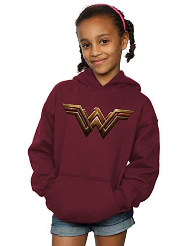 Image of DC Comics Girls Justice League Movie Wonder Woman Emblem Hoodie 12-13 years Burgundy