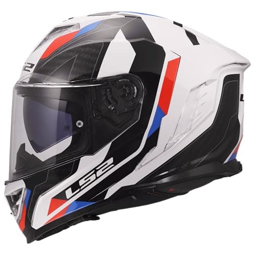 Image of LS2 FF818 Storm III Sporty Motorcycle Helmet (White/Black/Blue/Red)