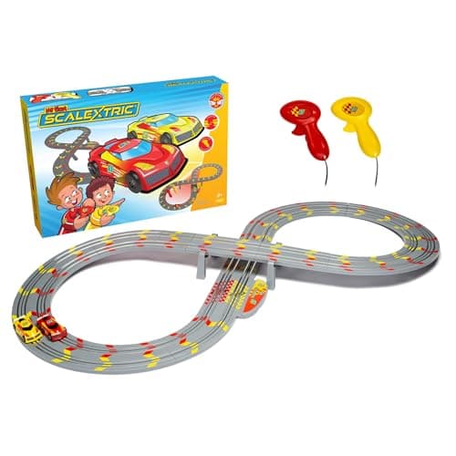 Image of Scalextric G1150M My First Scalextric Racing Track Sets for Kids Ages 3+ - Mains Powered Micro Race Set, Toy Car Kits for Boys. Incl. 1x Speed Track, 2x Racing Cars, 2x Controllers - Kids Toys Gifts