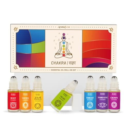 Image of 7 Chakra Essential Oil Roll-On Blend Gift Set by Aromafume | 7x 6ml/0.2 fl oz | Aromatherapy Oils for Meditation, Chakra Balance | Yoga & Reiki Gifts | Essential Oil Set for Plexus, Root Chakra & more