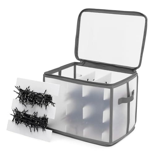 Image of Christmas Village Icicle Lights Storage Decorations Holder Large Plastic Bag Box Cube Xmas Perfect for Light Baubles Tinsel – Frost Transparent (Grey)