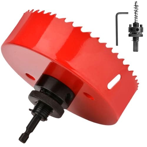 Image of GUOQEE 140mm Hole Saw with Quick Change Arbor, Hole Drilling Cutter HSS BI-Metal for Wood, Plywood, PVC, Drywall and Metal Sheet