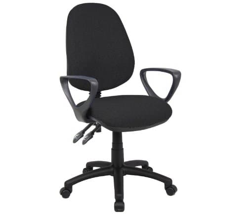 Image of IDEAL 365 Office Fabric Operator Chairs 2 lever PCB (Black, Fixed Arms)