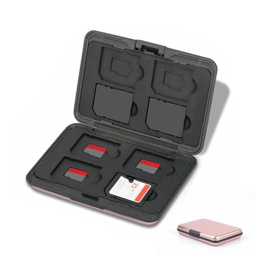 Image of Jaimela 16 Slots Memory Card Case, for 8 Micro SD SDXC SDHC + 8 SD SDXC SDHC, Waterproof Shock Resistant (Pink)