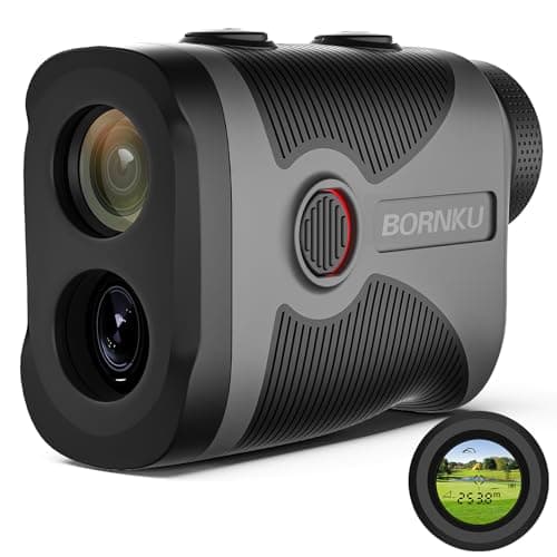 Image of BORNKU Golf Range Finder with Slope Switch, 1100 Yards Golfing/Hunting Rangefinders, High-Precision Rechargeable Rangefinder with Flag Pole Lock and Vibration, 6X Magnification, Magnet Stripe