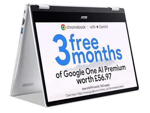 Image of acer Chromebook Spin 314 CP314-1H - (Intel Celeron N4500, 4GB, 64GB eMMC, 14 Inch HD Touchscreen Display, Google Chrome OS, Silver)