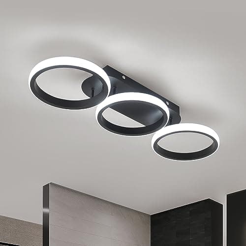 Image of Kaniker Modern LED Ceiling Light 30W Cool White, 3-Ring Flush Mount Ceiling Lamp, Contemporary Indoor Lighting Fixture for Bedroom, Living Room, Kitchen, Dining Room, Hallway