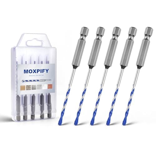 Image of MOXPIFY 5pcs 3mm Masonry Drill Bit 90mm Extra Long, Tungsten Carbide Tip Concrete Drill Bits for Brick Wall Tile Porcelain (3mm x 90mm x 5, Hex Shank)