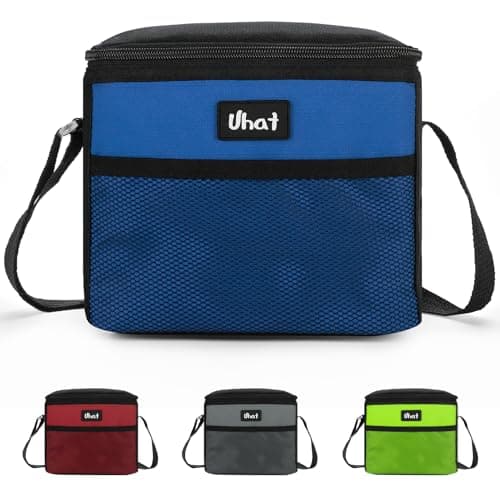 Image of Uhat Adult Cooler Lunch Box Small Cool Bag 5L Dual Compartment Thermal Bag for Work School Day Trip (Blue)