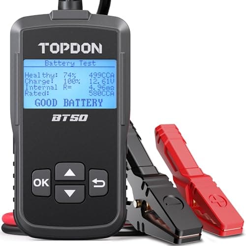 Image of TOPDON Car Battery Tester 12V BT50, Automotive 100-2000 CCA Battery Load Tester, Cranking and Charging System, Auto Test Scan Tool, Digital Battery Alternator Analyzer (Upgraded Version of AB101)