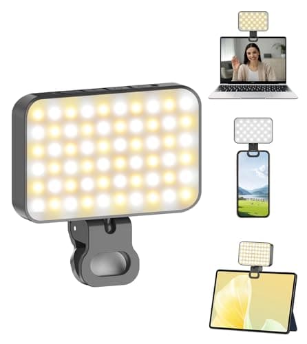 Image of TONEOF Portable Phone Light, 2000mAh Rechargeable Selfie Light with 360° Rotatable Clip, 3 Light Modes, 10-Level Brightness Adjustment, Video Light for Video Calls/Photography/Makeup/Tiktok/Zoom-Black