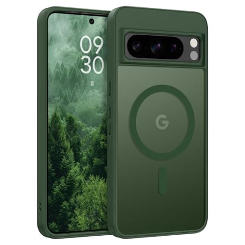 Image of YINLAI for Google Pixel 8 Pro Case [Compatible with MagSafe] Magnetic Case Slim Translucent Matte Anti Scratch Skin Feeling Shockproof Protective Cover for Google Pixel 8 Pro 6.7", Green