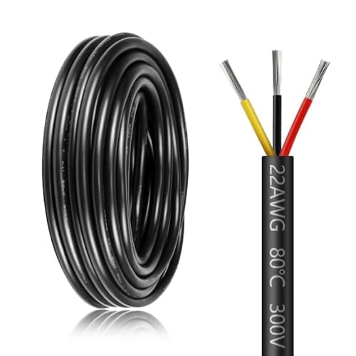 Image of 10 Metres 22AWG 3 Core Electrical Wire, 3x0.3mm² Flexible Stranded Tinned Copper Electric Cable, 12V 24V 240V 300V 3 Core Cable PVC Electric Wire for LED Strip Lighting Lamp Automotive, Black