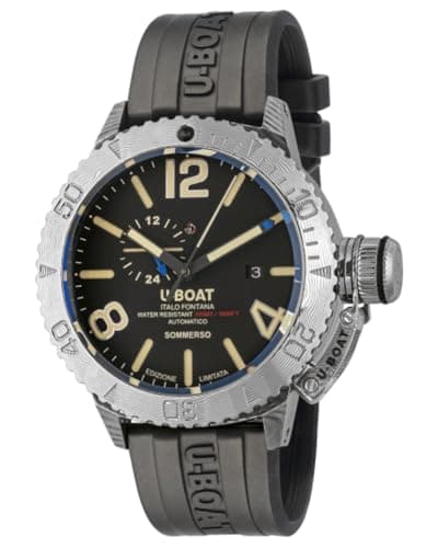 Image of U-Boat Sommerso Damascus Right Men's Automatic Analogue Watch with Rubber Strap 9988
