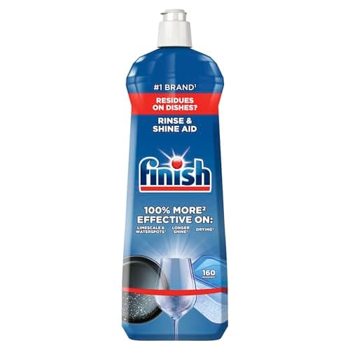 Image of Finish, Dishwasher Rinse Aid, Fresh Rinse & Shine Cleaner, 800ml, Ultimate Clean & Diamond Shine, Glass Protection, Spot Prevention, Better Drying vs Finish Detergent Alone