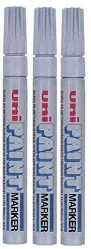 Image of Uni Colour Medium (2.2-2.8mm) PX-20 Silver Oil Paint Marker Pen Metal Glass Wood Plastic Stone Outdoor mm Metal Bullet Nib Tip (Pack Of 3)