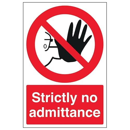 Image of V Safety Strictly No Admittance - Portrait 150 x 200mm - 2mm Rigid Plastic Safety Sign