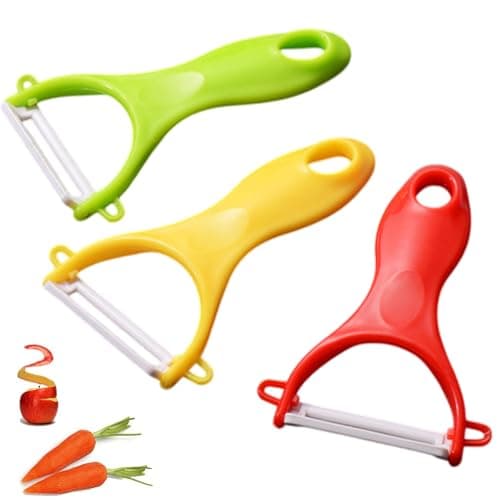 Image of Vegetables Peeler Advanced Ceramic Peeler Plastic Handel-Sharp Rust Prevention -Set of