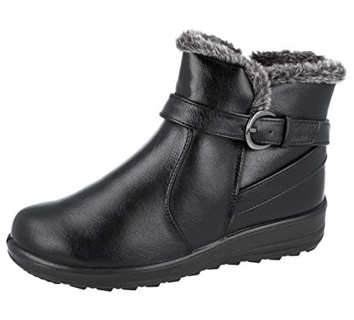 Image of Cushion Walk Winter Warm Lined Ankle Boots Womens Padded UK 4-8 (4 UK, Skye Black)