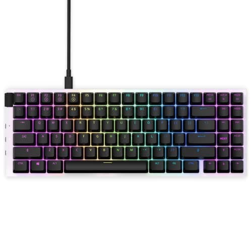 Image of NZXT Function 2022 Mini TKL Mechanical PC Gaming Keyboard - Illuminated - Linear RGB Switches - MX Compatible Switches - Hot Swap - Durable Aluminum Top Plate - Gaming Keyboard UK | EN (QWERTY) White