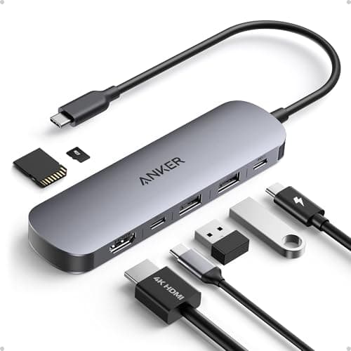 Image of Anker USB C Hub, 7-in-1 Multi-Port USB Adapter for Laptops, 4K@60Hz USB C to HDMI Splitter, 85W Max Power Delivery, 2xUSBA & C 3.0 Data Ports, SD/TF Card, for Type C Devices (Charger Not Included)