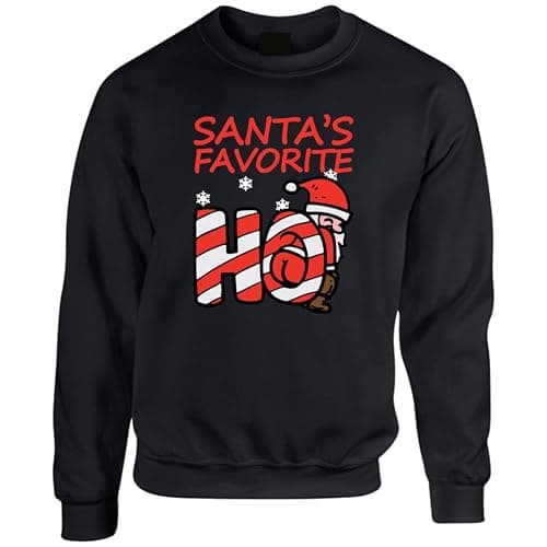 Image of Santas Favourite Ho Ho Jumper, Naughty Festive Xmas 2025 Sweatshirt, Funny Christmas Joke Top, Novelty Gift (M, Black)