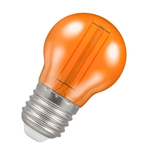 Image of Crompton Lamps Orange LED Golfball Light Bulb 4.5W E27 Harlequin | IP65 Outdoor Lights LED Bulbs | Energy-Saving Replacement for 25W Bulbs | 15,000 Hours Life | for Festoon Lights Outdoor