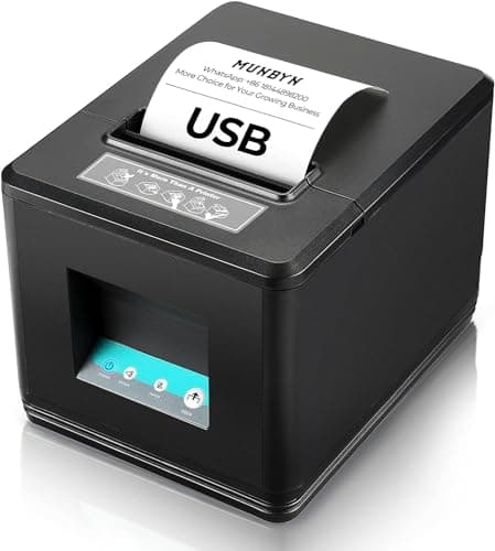 Image of MUNBYN High-Speed 80MM Direct Thermal Receipt POS Printer, USB Wired Printer with Auto Cutter and Cash Drawer Port for Retail Business, Support Windows, Linux, Mac, Chrome, Black