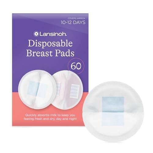 Image of Lansinoh Disposable Breast Pads Maternity - 60 Pack - Ultra-Thin & Abosrbent Nursing Pads with BlueLock™ Core Leak-Proof Protection - Holds 20x Weight - Individually Wrapped -Breastfeeding Essentials