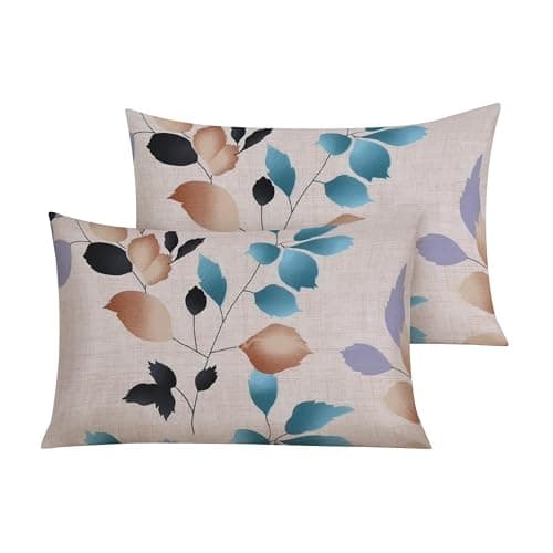 Image of RAYBedding Luxury Printed Floral Pillowcases Pair – 50x75cm with Envelope Flap, Soft Printed Pillow Covers