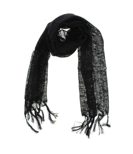 Image of Elegant Cotton Fashion Scarf, Lightweight Tasseled Design, Multiple Colors Available, 180 x 180 cm, Ladies Casual Wear (Black)