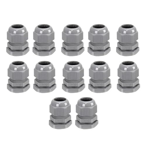 Image of Pack of 12 Black 20mm Nylon Cable Glands, Suitable for 6-12mm, M20 Thread IP68 Gland Connectors - AVARTEK (Grey)