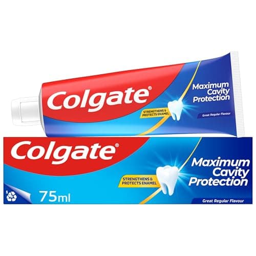 Image of Colgate Maximum Cavity Protection Toothpaste 75ml, with Calcium Boost, Strengthens and Protects Enamel, Protects Against Cavities, Fluoride Toothpaste, Great Regular Flavour
