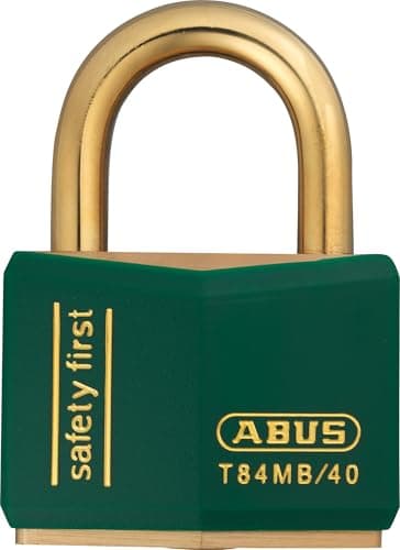 Image of ABUS Padlock T84MB/40 Nautic - rustproof Brass - Anti-Picking Security - Lock Made of Antistatic Material and with Vinyl Coating - for Versatile Applications Outdoor - 40mm Width, Green
