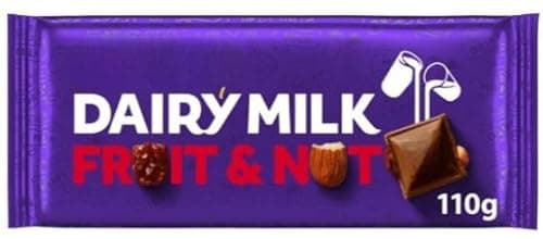 Image of Dairy Milk Chocolate Fruit & Nut Bar 110G (Pack of 2) Delicious Tasty And Twisty Treat Gift Hamper For Birthday,Christmas,Easter