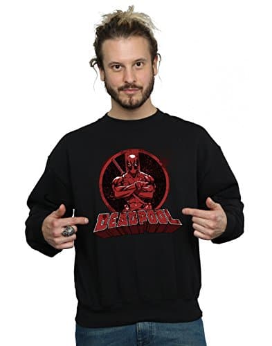 Image of Marvel Men's Deadpool Crossed Arms Logo Sweatshirt Black Medium