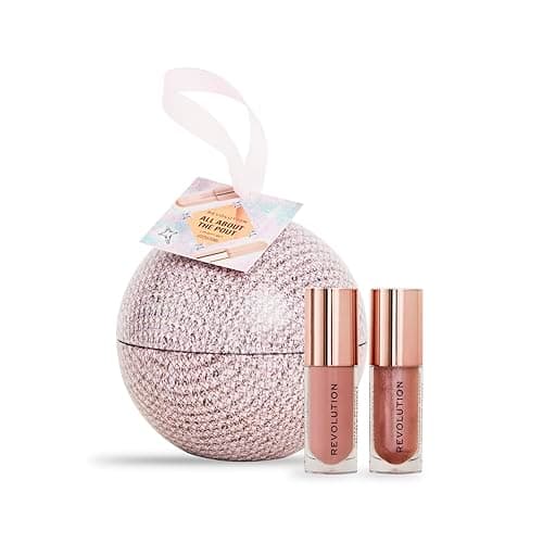 Image of Revolution Beauty All About The Pout Gift Set, Makeup Gift Set, Shimmer Bomb & Pout Bomb Plumping & Nourishing Gloss Duo, Vegan & Cruelty-Free
