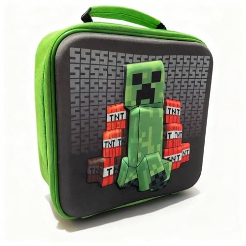 Image of Minecraft Creeper 3D Kids Lunch Bag for School - Durable Insulated Food Bag for Lunch Boxes and Snacks + Handle + Zip for Minecraft Game Fans