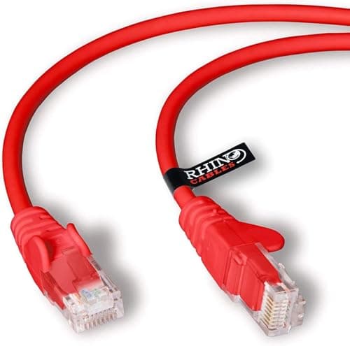 Image of rhinocables CAT 6 High-Speed Gigabit Ethernet Cable - Patch Network Lead for LAN| Snagless UTP With LSZH Jacket | RJ45 Connector - Internet, Router, Modem, Smart TV, PC & More (5m, Red, Pack of 7)