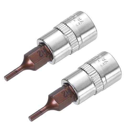 Image of Sourcingmap 2pcs 1/4" Drive x H2 (2mm) Hex Bit Socket, S2 Steel Bits CR-V Sockets 1.5" Length Use with Ratchet Wrench, Slide Bar, Extension Rod