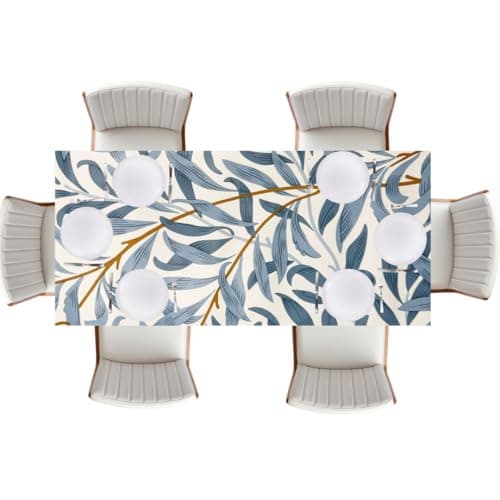 Image of Jolee Tablecloths Wipe Clean PVC Tablecloth 140cmx200cm-Outdoor/Indoor Table Cloth Protector, Waterproof Summer Design, Easy Care Table Cover (William Morris Willow Bough Blue)