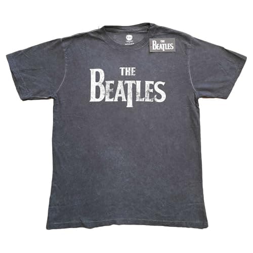 Image of The Beatles T Shirt Drop T Band Logo Official Unisex Charcoal Grey XXL