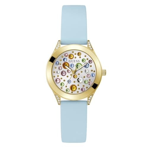 Image of GUESS Mini WONDERLUST Women's Silicone Watch, Gold, Classic
