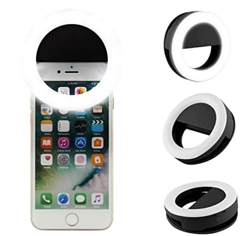 Image of Orco Rechargeable Selfie Ring Light - 36 LED Clip-On Phone Light with 3 Brightness Levels, Portable Ringlight for iPhone, Android, Laptop, iPad - For Video Calls, Makeup & Content Creation (Black)