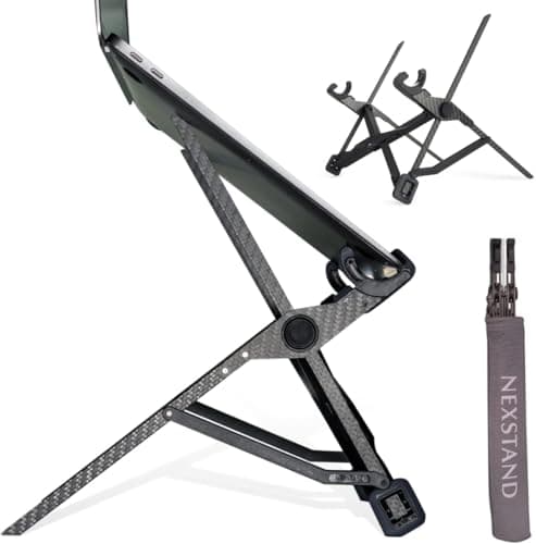 Image of NEXSTAND K1 Laptop Stand, Carbon Fiber Foldable Portable Desktop Laptop Holder, 7 Levels Height Adjustable Ergonomic Laptop Riser for Desk, MacBook, Notebook