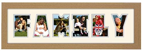 Image of Family Photo Frame Word Frame Light Oak Wood Finish Birthday Picture Gift Present